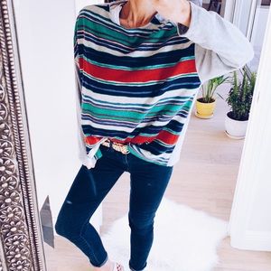 NWT Slouchy Brushed Knit Striped Top